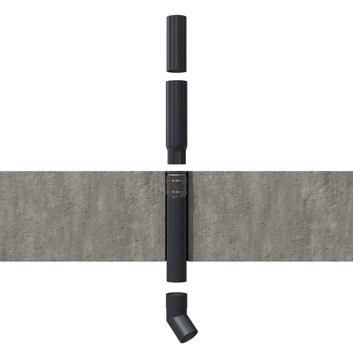 Vesivek sadevesijärjestelmä läpileikkaus.